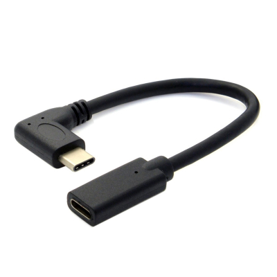 USB-C verlengkabel haaks 30 centimeter zwart